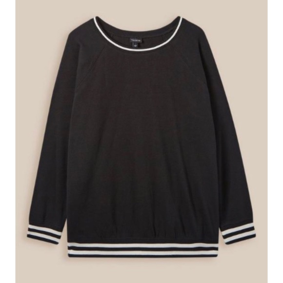 🆕 Classic Fit Cozy Fleece Raglan Rib Trim Sweatshirt Top 1 1X 14 16 Black White - Picture 4 of 5